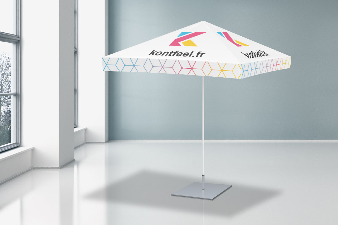 Exemple d'un parasol publicitaire et professionnel personnalisé