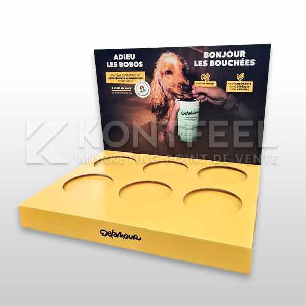 presentoir carton trous calage