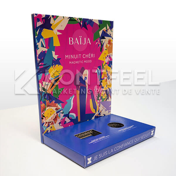 presentoir glorifyer en carton pour produits cosmetique